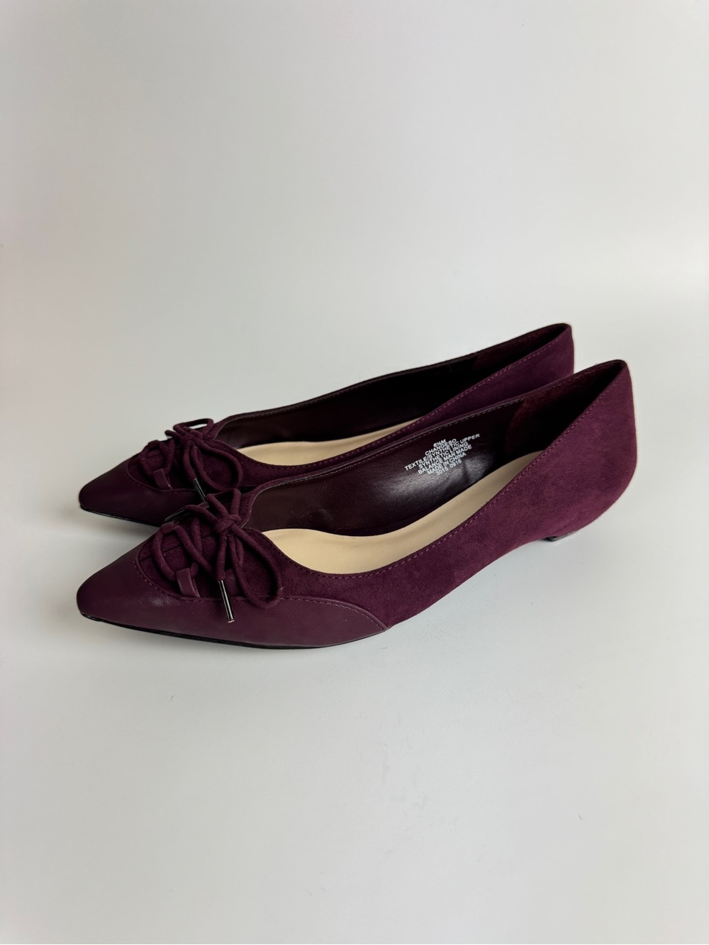 Nine West Women Pointed Toe Bow Flats in Plum